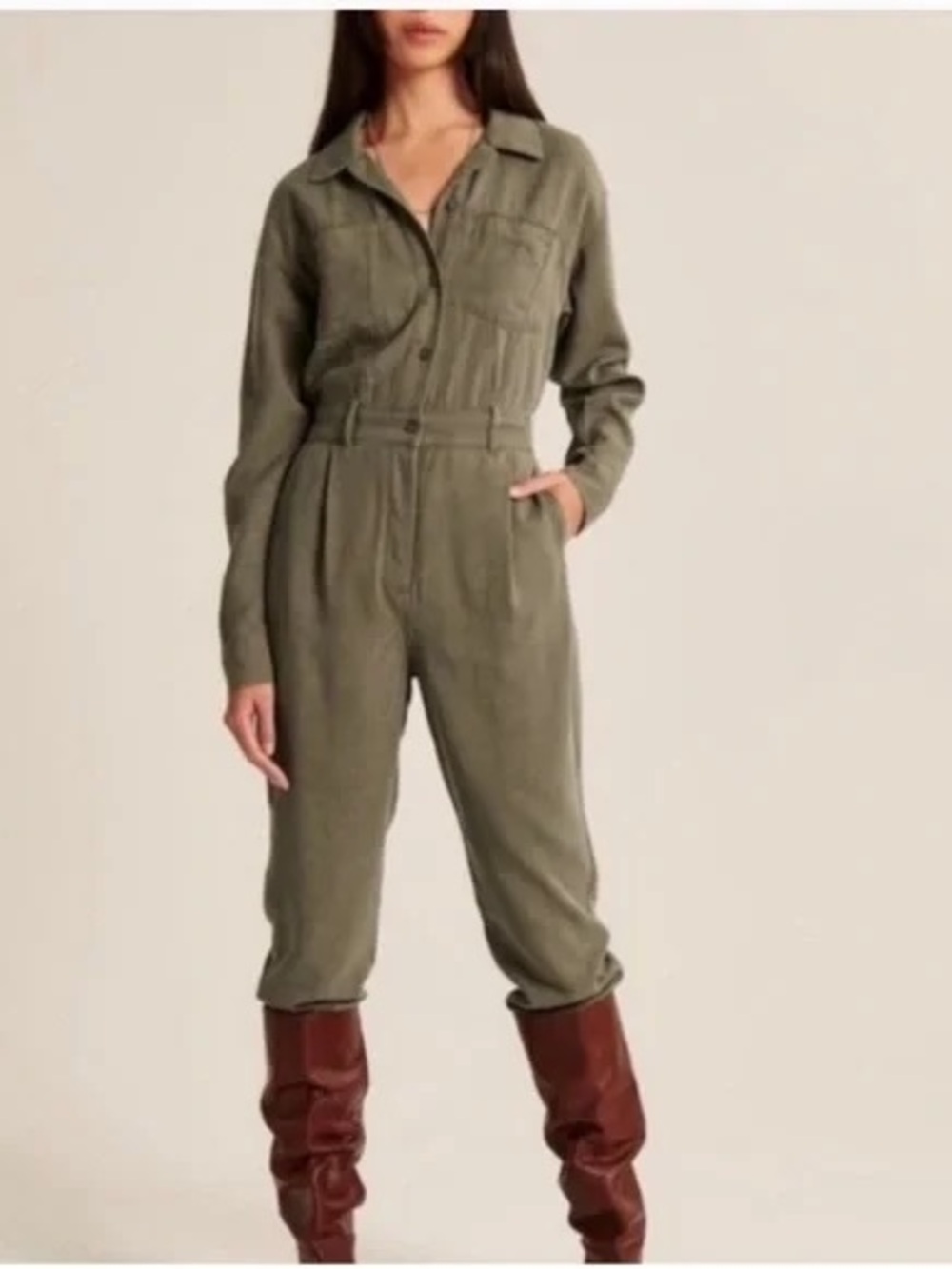 Abercrombie & Fitch Utility Army Green Jumpsuit Coveralls SMALL EUC LIKE NEW